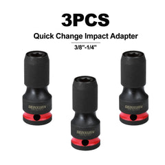 3/8" Square Drive to 1/4" Quick-Release Impact Bit Holder – Magnetic Hex Socket Adapter for Screwdriver Bits