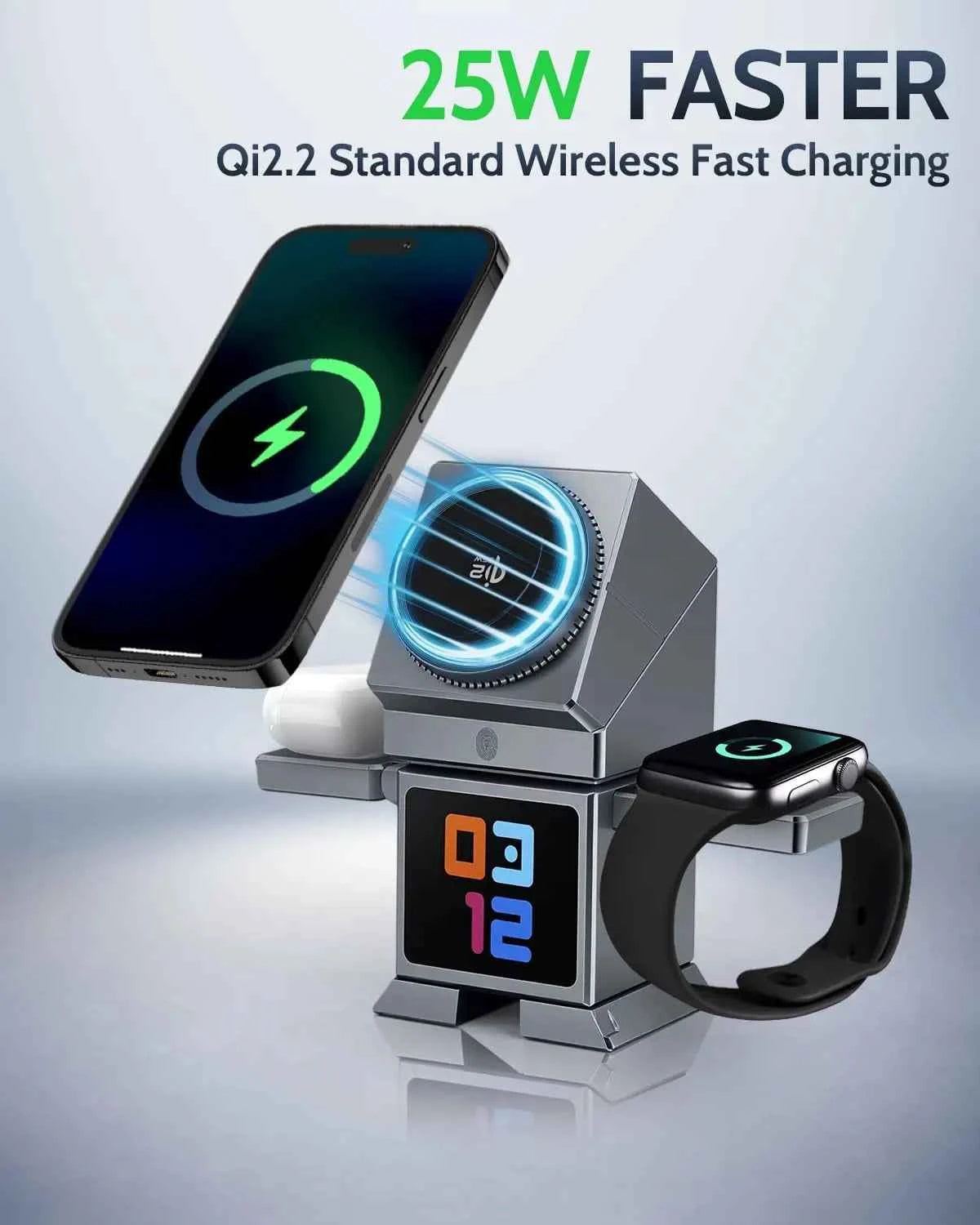 7-in-1 Qi2.2 25W Wireless Charging Station | Bluetooth Speaker + iPhone Apple Watch AirPods Fast Charger