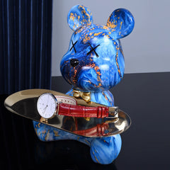 Colorful Bear Resin Figurine with Tray by Snagg A Sculpture