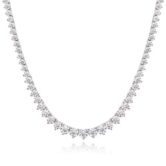 3 Claw D Color VVS1 Moissanite Tennis Necklace — 925 Sterling Silver 18K White Gold Plated (GRA Certified)