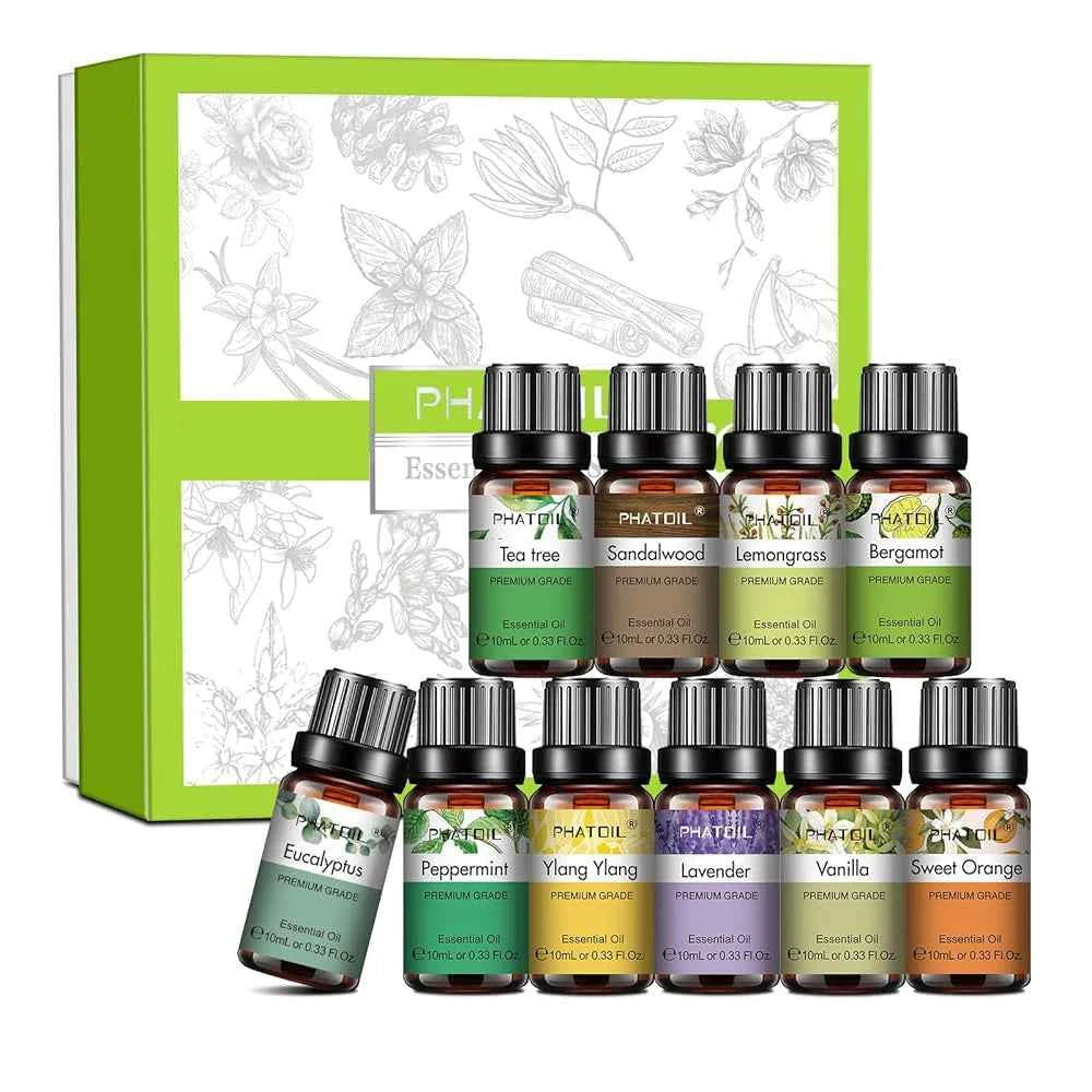 10 Piece Essential Oil Master Set – 100% Pure 10ml Botanical Collection for Diffusion, Spa & Artisanal Crafting