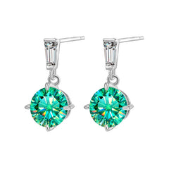 2CT True Teal Moissanite Drop Earrings
