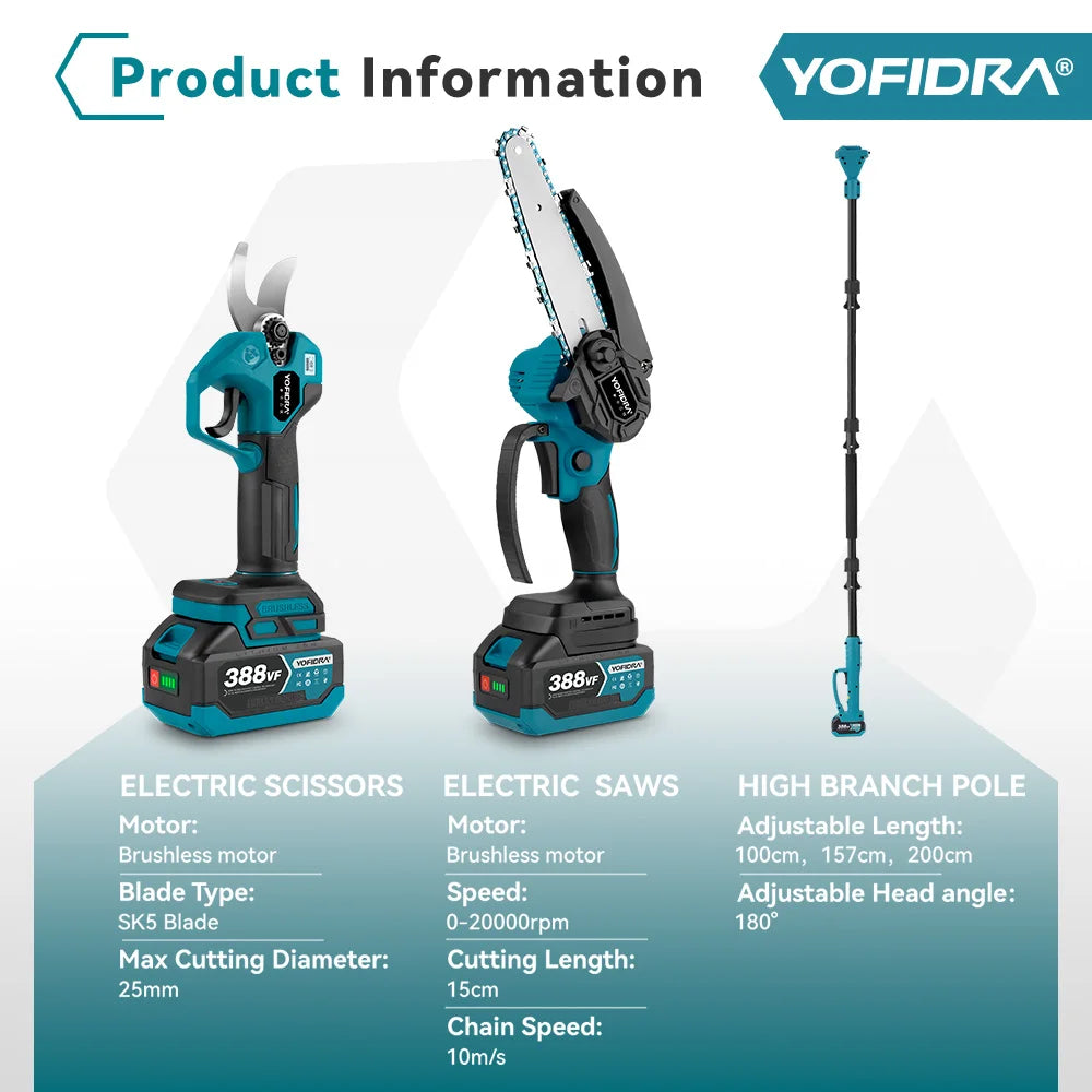 3-in-1 Brushless Telescoping Chainsaw & Pruner Kit
