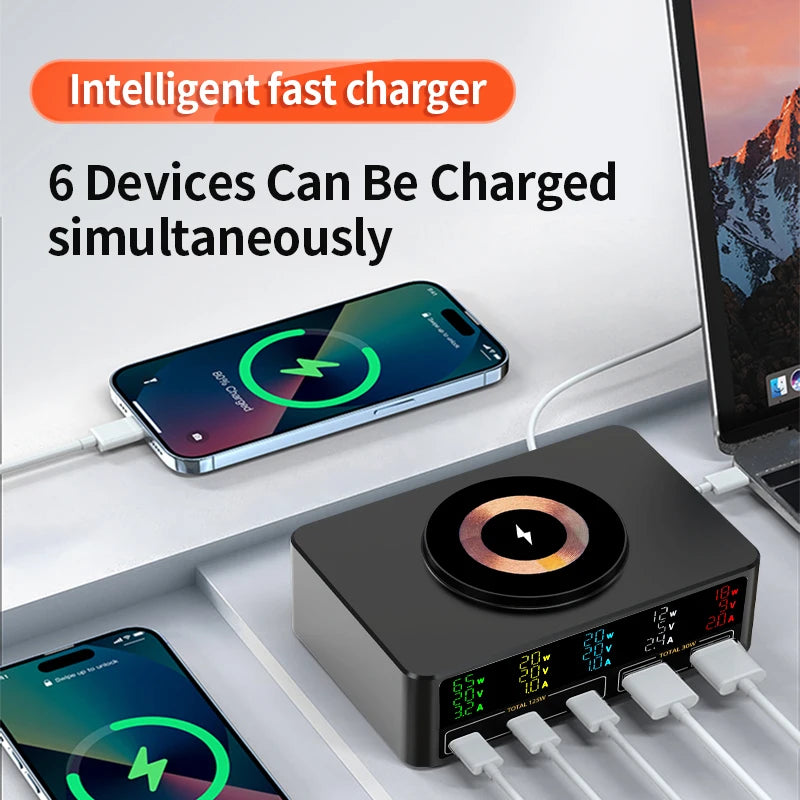 220W GaN USB-C Desktop Charging Station | QC3.0 140W Fast Charger for iPhone MacBook Air Laptop