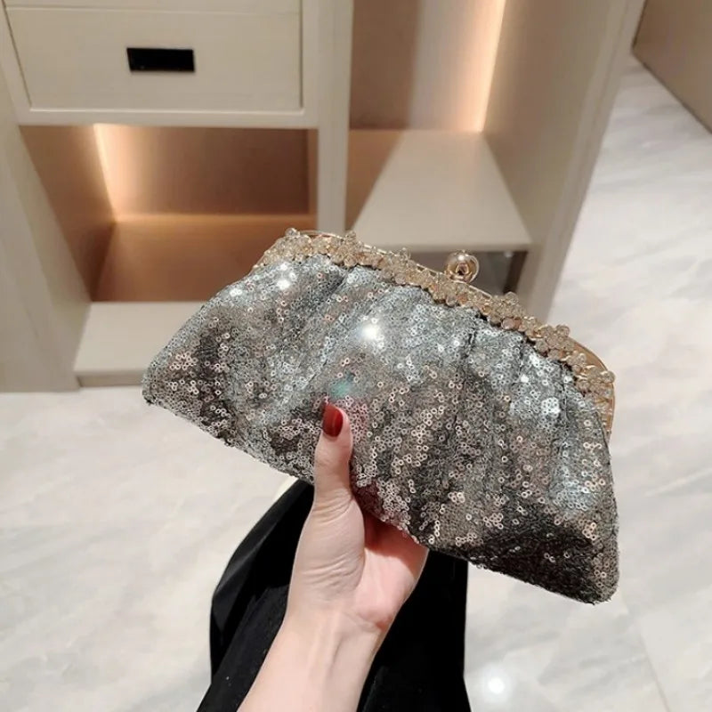 Luxy Moon Dark Blue Sequin Evening Clutch