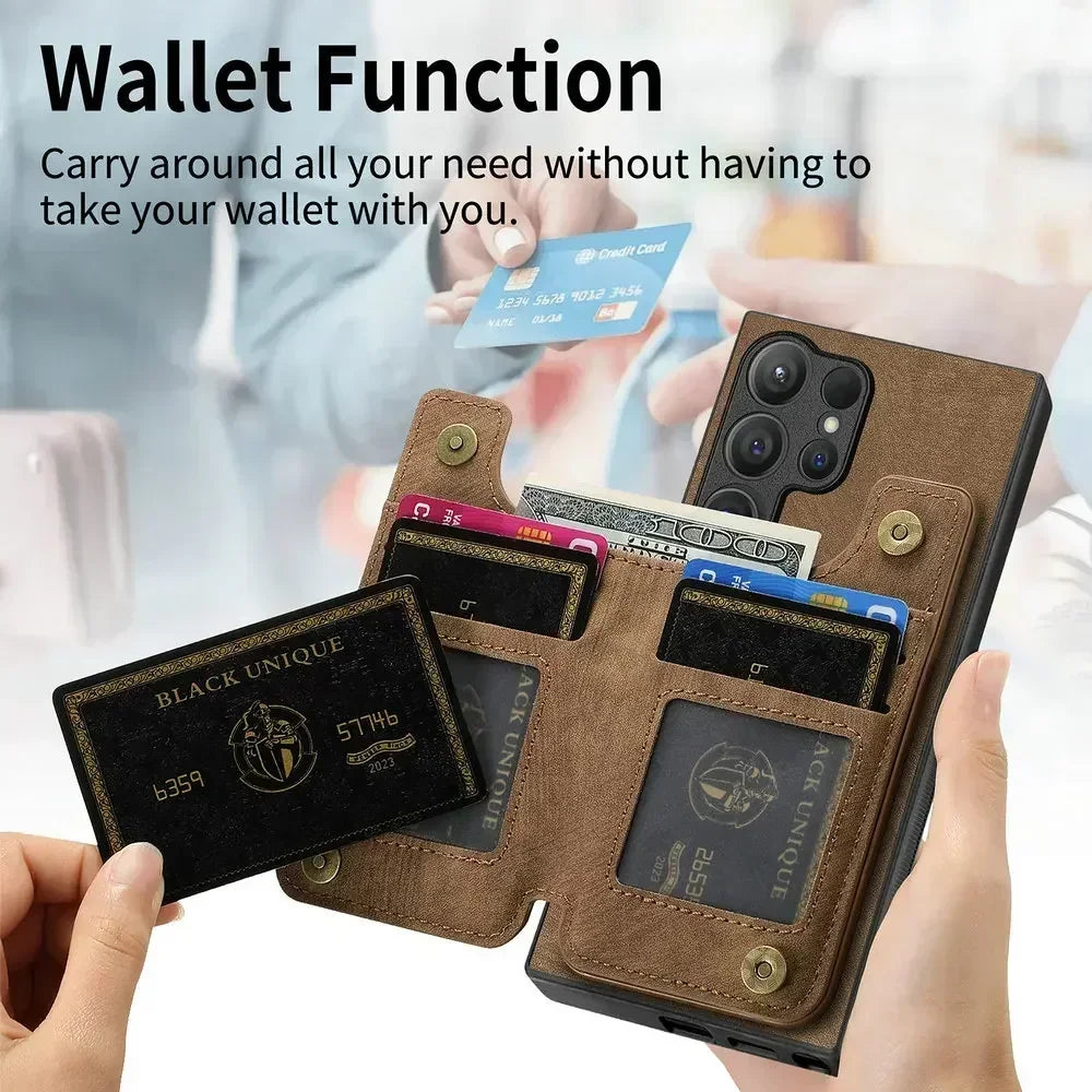 Zipper Leather Magnetic Wallet Case – Samsung Galaxy S25 Series - Phone Cases & Covers