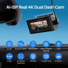 AI ISP 4K Dual Dash Cam | Sony Starvis Color Night Vision & GPS