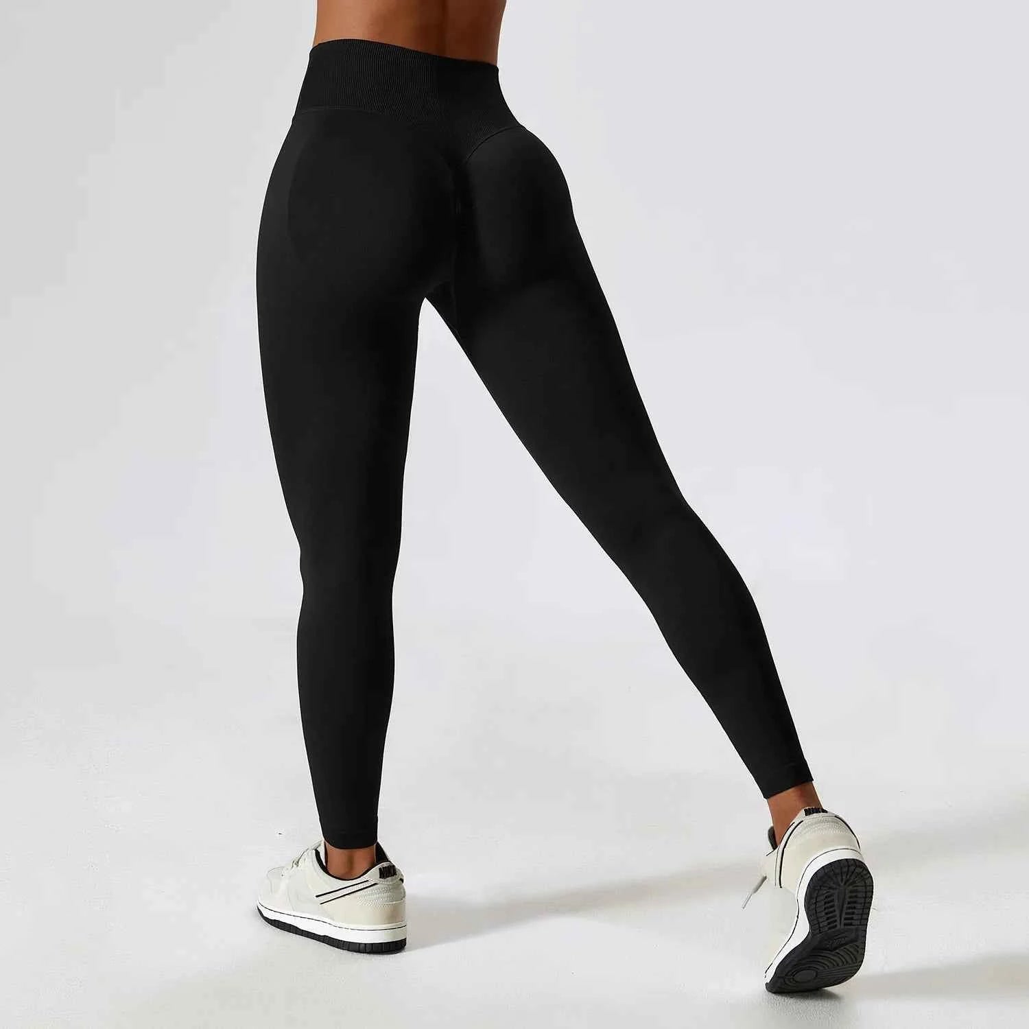 Women's Seamless Cross Waist Yoga Leggings | High Waist Running Cycling Gym Workout Tights