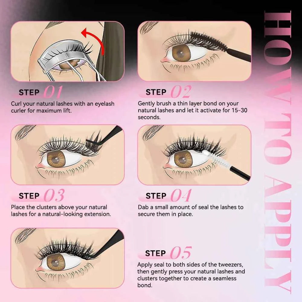 Professional DIY Fairy Manga Lash Cluster Set – 140 Piece Natural Anime Extension Kit