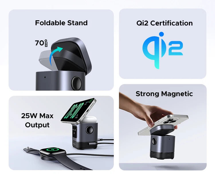 Qi2 15W Magnetic Wireless Charging Stand | USB-C Cable for iPhone 16 17 Pro Max MagSafe Fast Charger