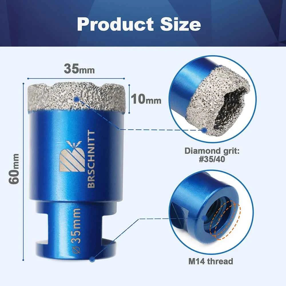 Vacuum Brazed Diamond Core Drill Bit & Heavy Duty Hole Saw for Granite, Porcelain, and Ceramic