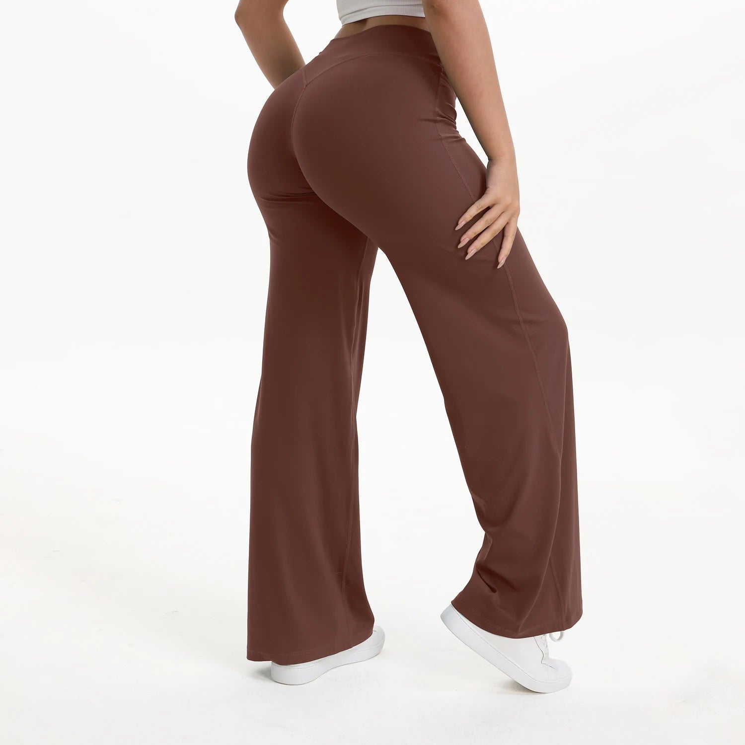 Women's Straight Leg Yoga Pants | Mid-Waist Naked-Feel Pilates Running Gym Leggings Sports Trousers