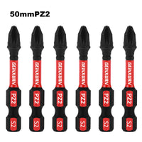 2" Pozidriv #2 PZ2 Impact Screwdriver Bit Set – S2 Alloy Steel Magnetic, High-Torque Power Bits