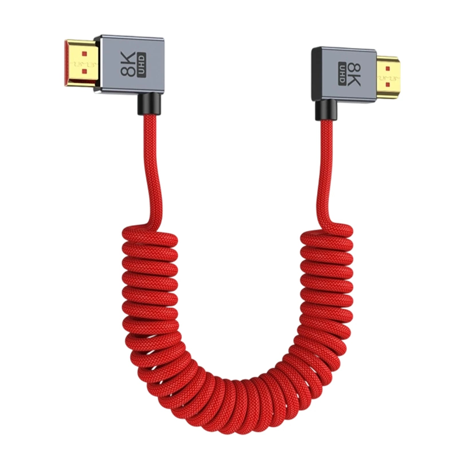8K/4K Spring Coiled HDMI Cable with Elbow – For Digital Camera, Stabiliser & Monitor