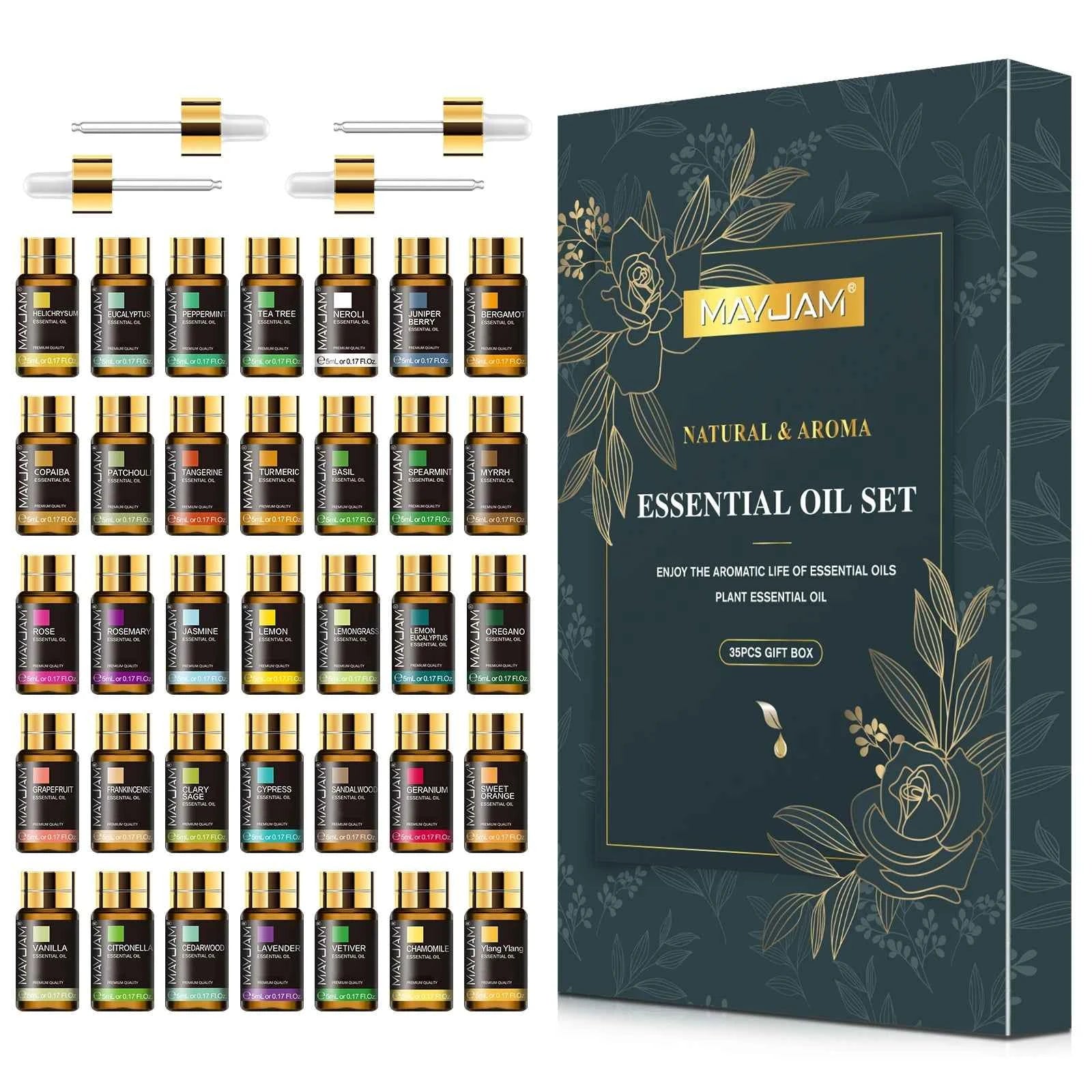 35 Bottle Master Essential Oil Library – 100% Pure Botanical Collection for Diffusion, Artisanal Crafting & Wellness