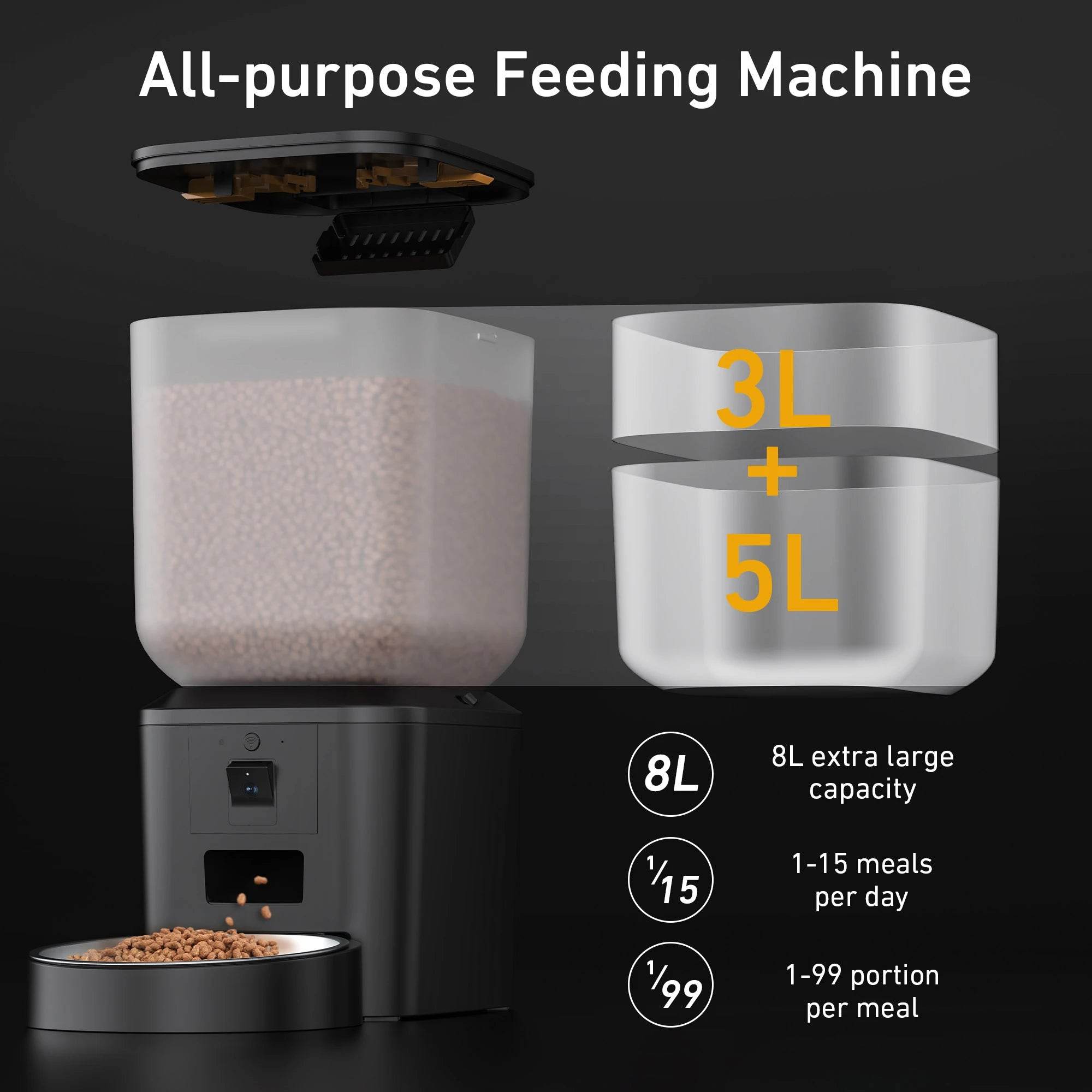 8L Automatic Cat & Dog Feeder with 1080p Camera - SnaggIt