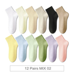 12 Pair Soft Cotton Ankle Colourful Socks Everyday Breathable Set