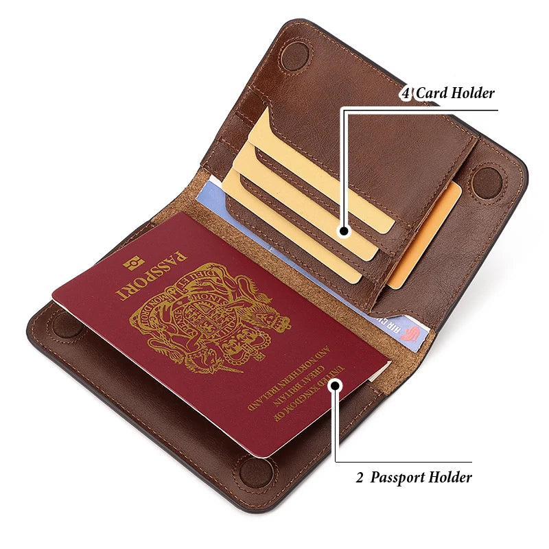 Genuine Leather RFID Passport Holder