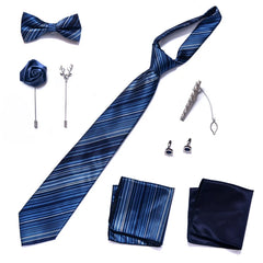 Complete Silk Tie Set for Men — Bow Tie, Necktie, Pocket Square & Accessories