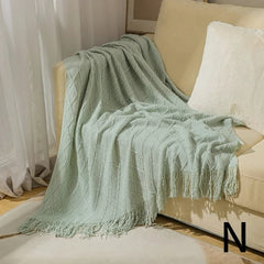 Knitted Throw Blanket – Cozy Comfort with Fringe by Snagg A Throw