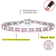 3.0mm D Color VVS1 Moissanite Tennis Bracelet - C / 5mm / 16cm / 925 Silvery - Bracelets