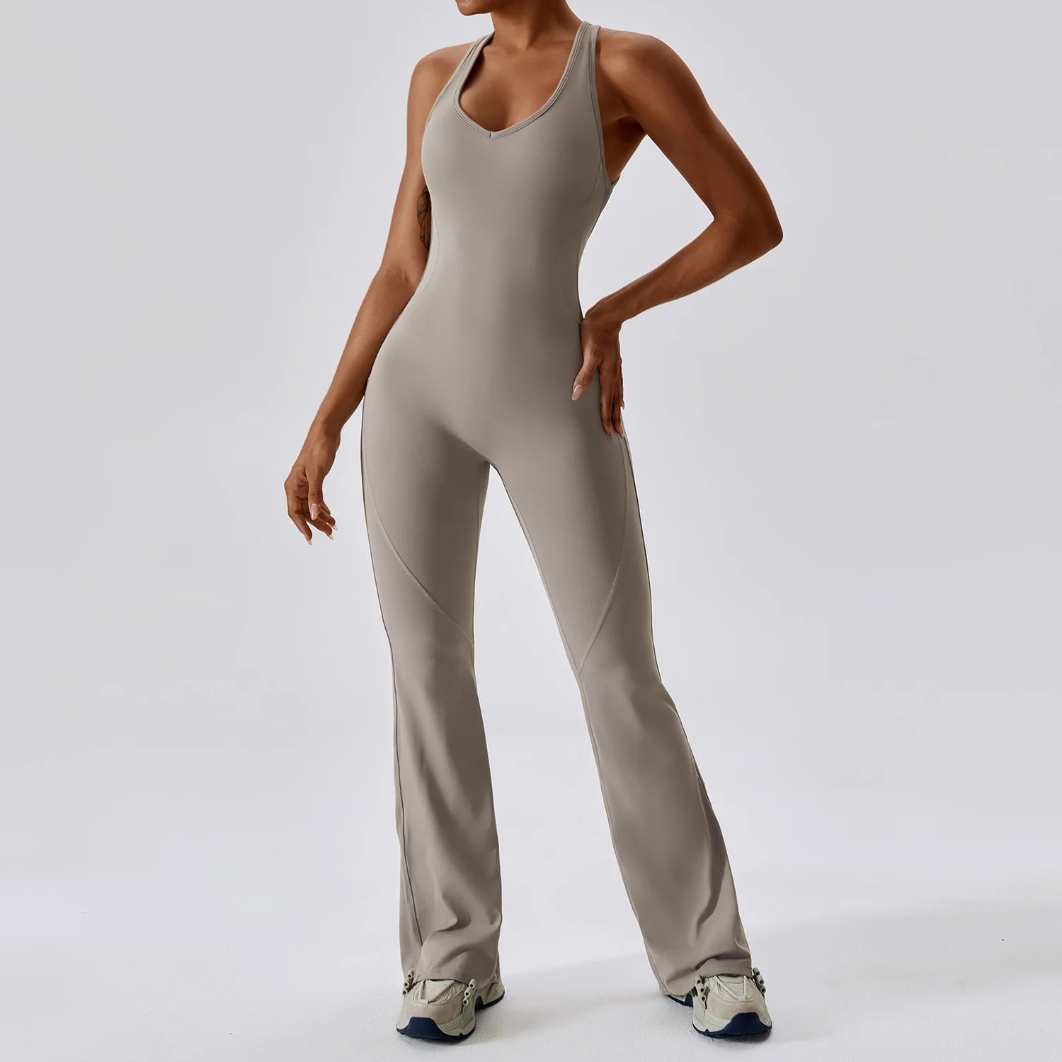 Women's Solid Yoga Jumpsuit | One-Piece Buttock-Lifting Fitness Bodysuit Workout Activewear