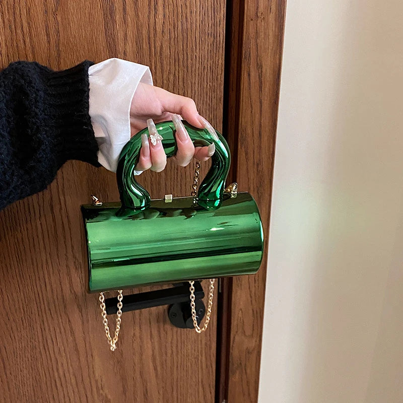 Golden Cylinder Acrylic Evening Clutch by Snagg It Purses