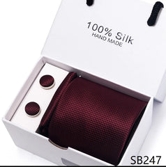 Solid Colour Necktie with Matching Handkerchief & Cufflinks - SB247 - Others In Fashion