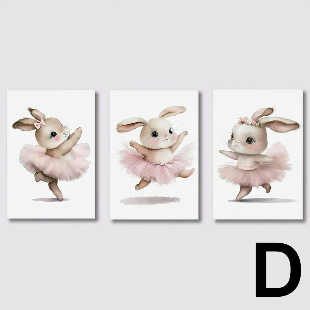 3pcs Ballerina Bunny Canvas Prints by Snagg A Print