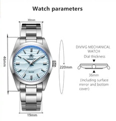 Stainless Steel Quartz Timepiece Watch, 10BAR Waterproof Design