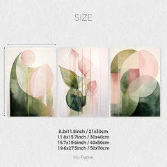 3 Pcs Green & Pink Abstract Plant Wall Art by Snagg A Print