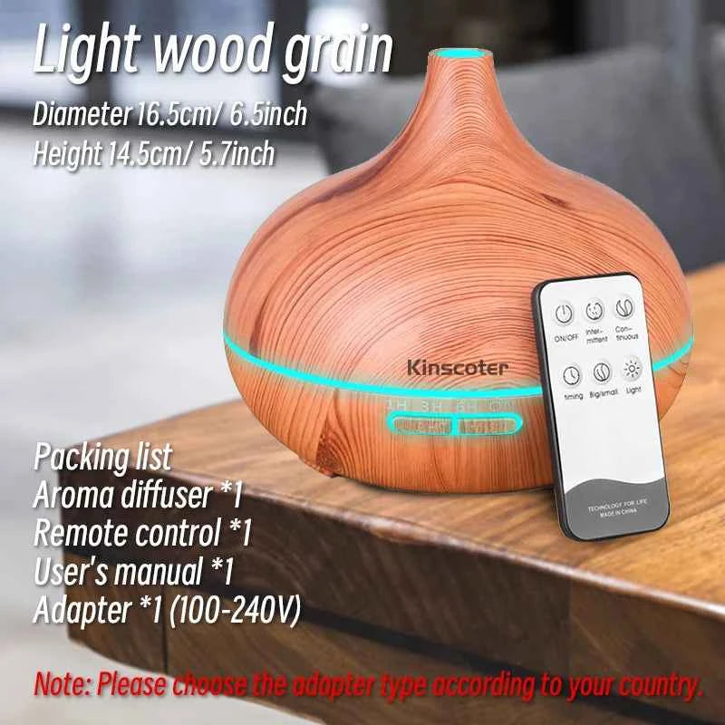 500ml Wood Grain Ultrasonic Aroma Diffuser & Humidifier