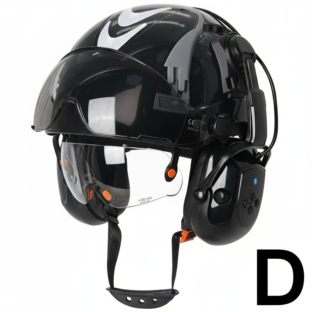 Safety Helmet With Bluetooth Earmuffs Double Visors Reflective Stickers by Snagg A Safety Helmet