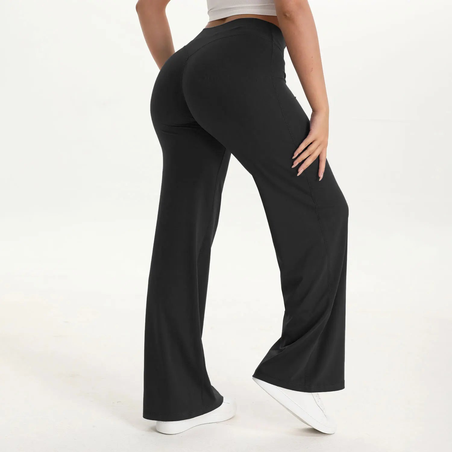 Women's Straight Leg Yoga Pants | Mid-Waist Naked-Feel Pilates Running Gym Leggings Sports Trousers