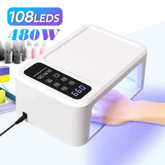 Ultra High Power 480W Professional UV/LED Nail Station – 108 LED Beads & Skin Whitening Red Light Mode