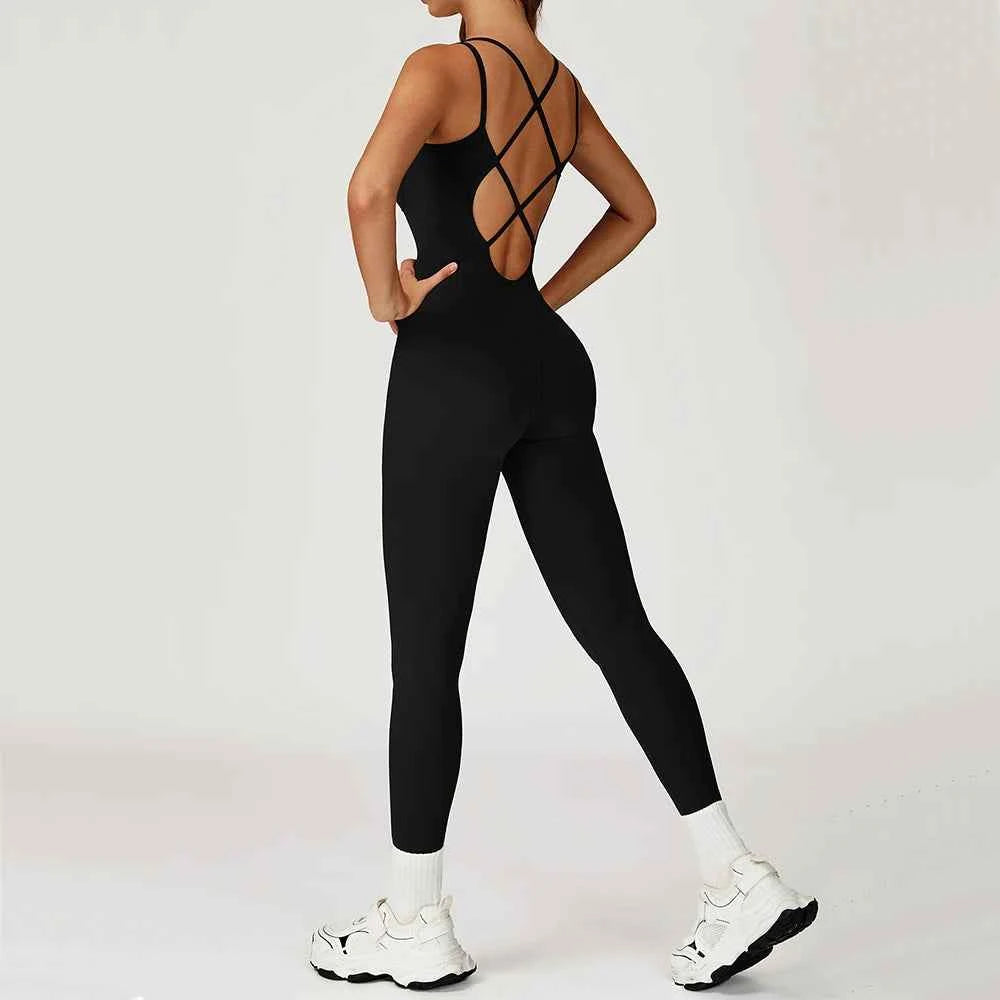 Women's Sports Jumpsuit Gym Set | Training Yoga Suit Fitness Romper Stretch Workout Bodysuit