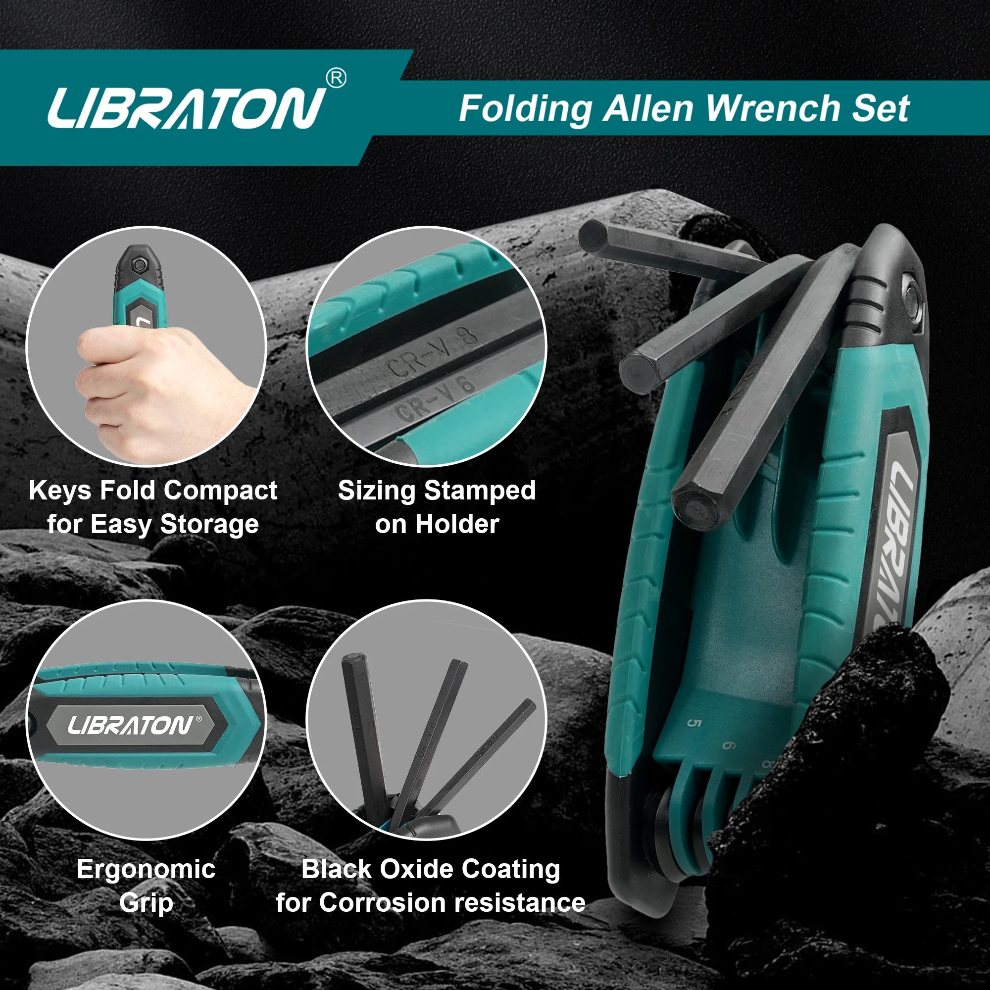 LIBRATON Folding Allen Wrench Set