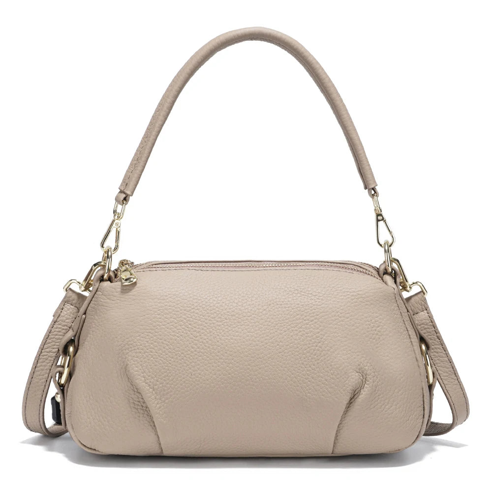 Genuine Leather Pillow Handbag – Simple High-Quality Small Shoulder & Crossbody Bag for Women