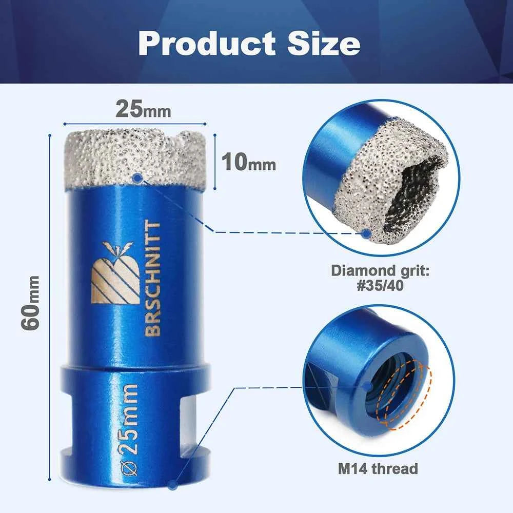 Vacuum Brazed Diamond Core Drill Bit & Heavy Duty Hole Saw for Granite, Porcelain, and Ceramic