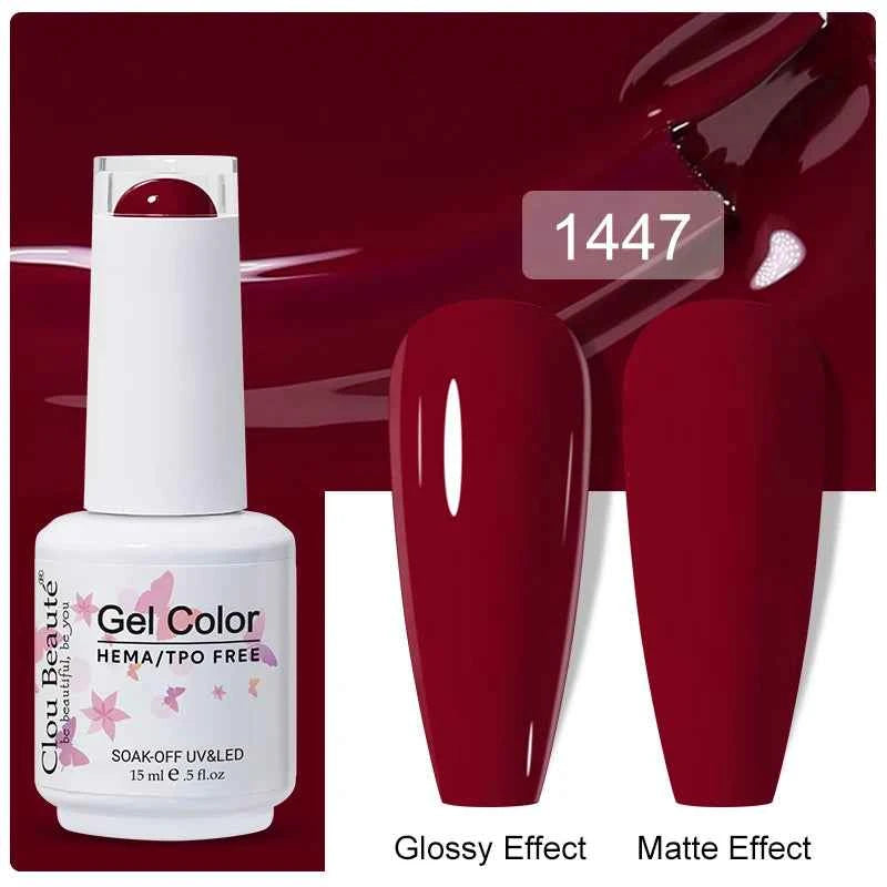 Professional 15ml HEMA & TPO Free Gel Polish – High-Performance Red & Multi Tone Semi Permanent Varnish