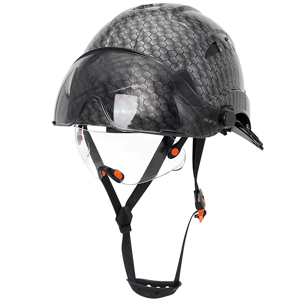Vented construction safety helmet with built-in visor – image 12