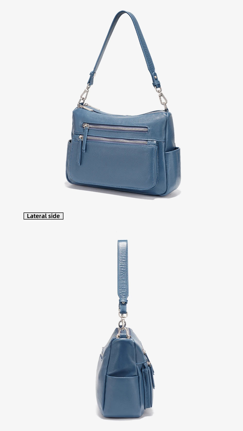 Cowhide Leather Multi-Pocket Crossbody Handbag – Fashion Shoulder & Commuter Shopper Bag for Women