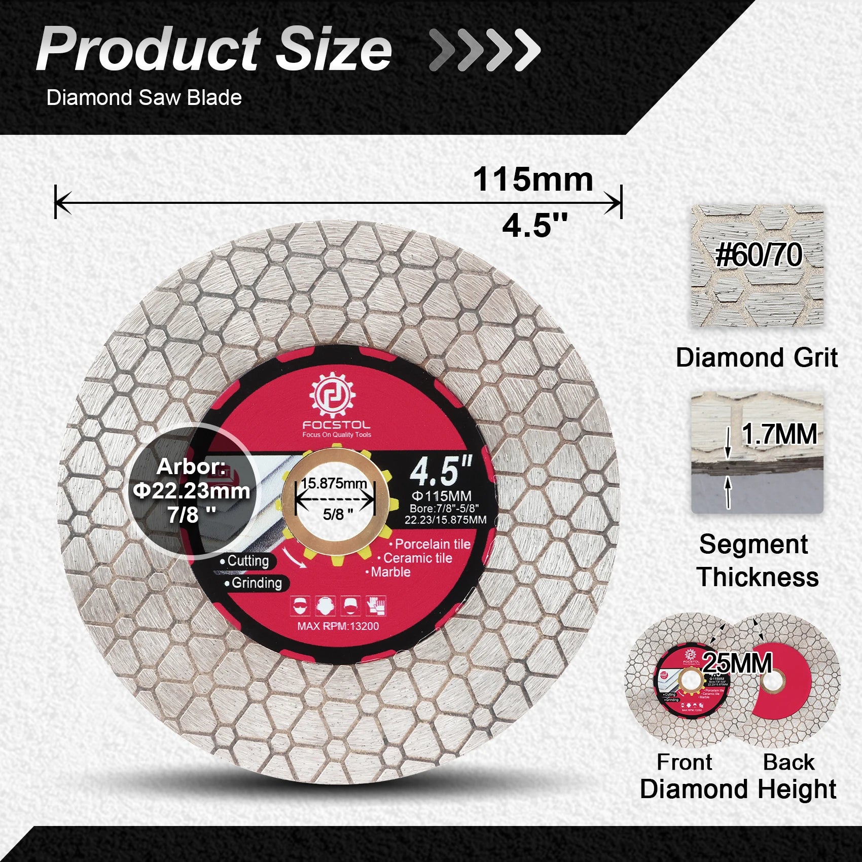 Diamond Cutting Disc 105–125mm | Tile Cutting Grinding for Porcelain Ceramic Marble Granite Quartz CE