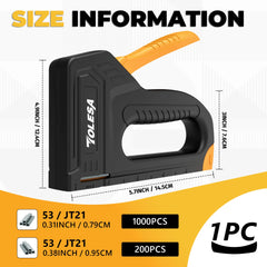 Manual Staple Gun for Wood – Light Duty Upholstery Stapler with 1200 JT21 Staples