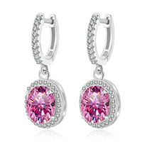 4CT True Pink Oval Moissanite Drop Earrings - SnaggIt