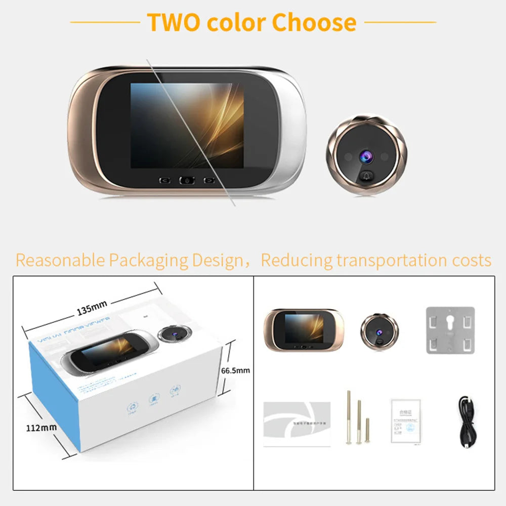 2.8″ Video Doorbell Peephole Camera – 90° Wide-Angle Digital Viewer with Motion Detection by Snagg A Doorbell Camera