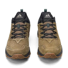 Men's Genuine Leather Hiking Shoes – Low-Cut Trekking Shoes, Black or Khaki