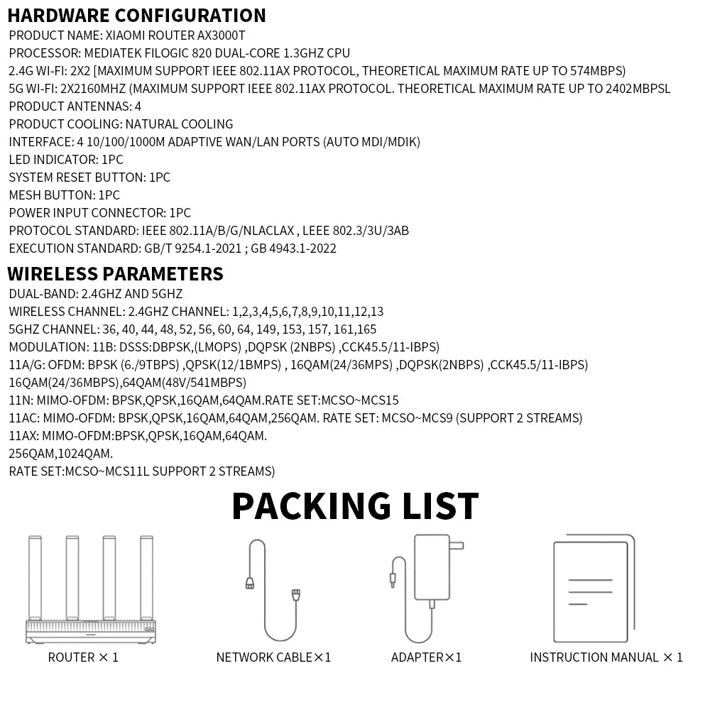 AX3000T WiFi 6 Router – Dual-Band 5GHz 160MHz with 1.3GHz Processor by Snagg A WiFi Booster