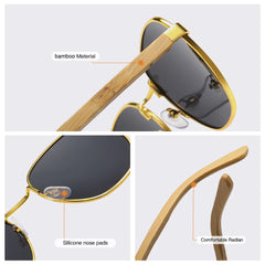 Metal & Bamboo Pilot Sunglasses