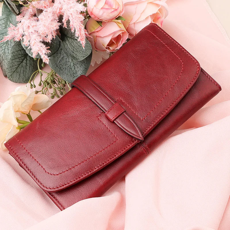 Genuine Leather RFID Long Wallet